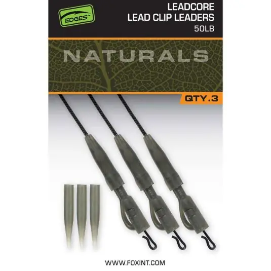 Kit monturi leadcore Fox Edges Naturals Leadcore Lead Clip Leaders 50lb Plată sigură