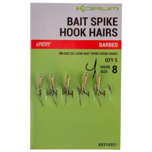 Carlige legate Korum Bait Spike Hook Hairs Barbed Nr.8 Reducere de preț
