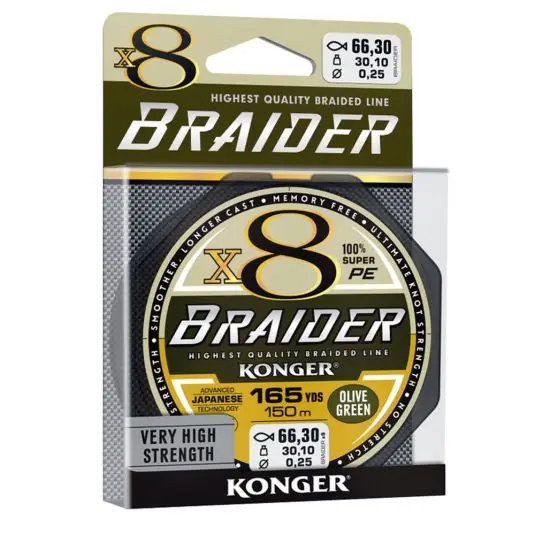 Fir textil Konger Rigging Line Braider X8 0.20mm/25.3kg/10m Olive Green Transport gratuit