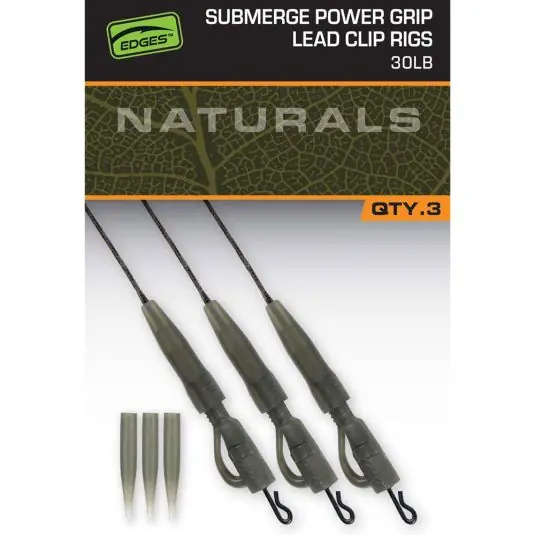 Cel mai bun preț Kit monturi leadcore Fox Edges Naturals Submerge Power Grip Lead Clip Leaders 30lb