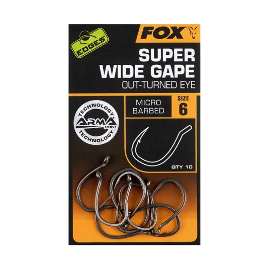 Retur gratuit Carlige Fox Edges Super Wide Gape Out-Turned Eye Barbed, Nr.4