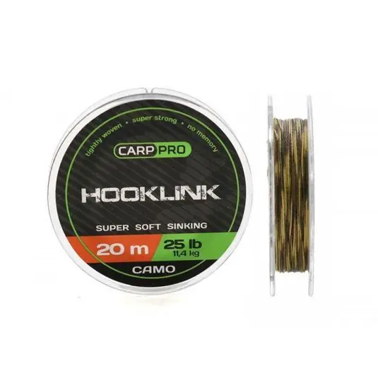 Fir textil Carp Pro Sinking Hooklink Camo 25lb/20m Ofertă de sezon