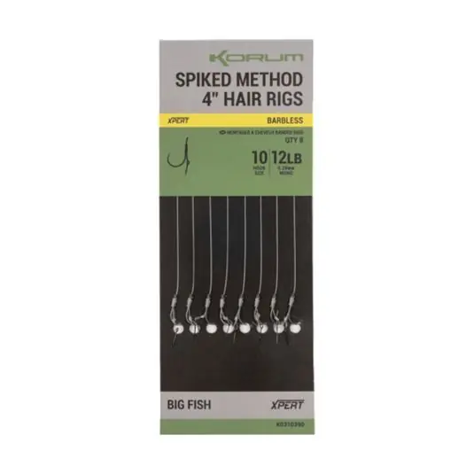 Carlige legate Korum Spiked Method Hair Rigs Barbless Nr.14 Noutate