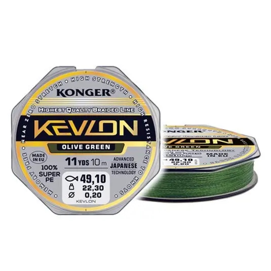 Ofertă exclusivă Fir textil Konger Kevlon X4 Olive Green 0,16mm/15.90kg/10m