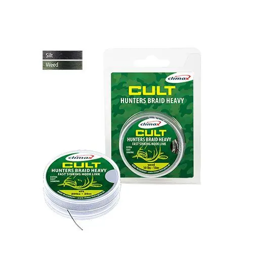 Livrare gratuită Fir textil Climax Cult Huntersbraid Heavy Sinking Hooklink Dark Silt 30lb