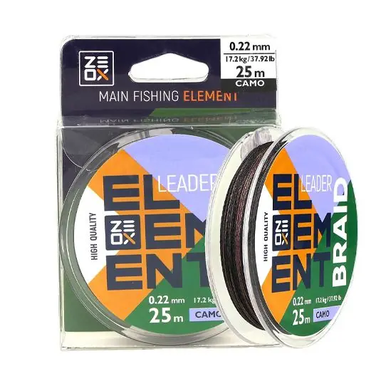 Fir textil Golden Catch Zeox Leader Braid Element Camo 0.35mm/31.6kg/25m Popular