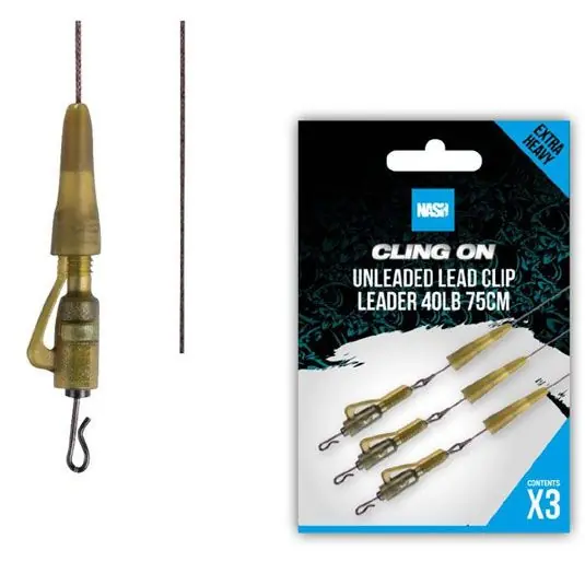Bestseller Kit monturi leadcore Nash Ready Tied Unleaded Lead Clip Leader, 40lb, 75cm
