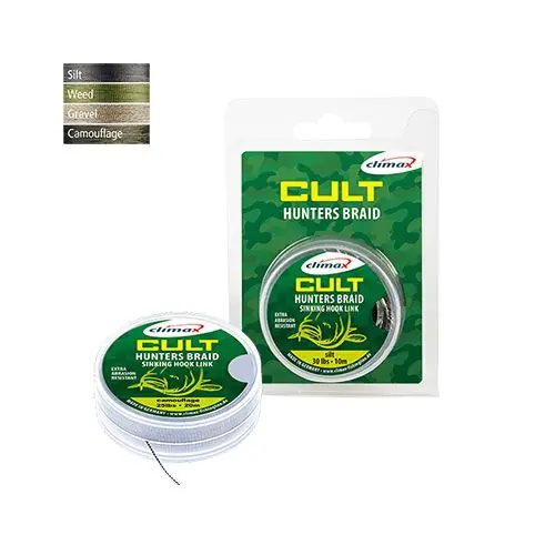 Cumpărături sigure Fir textil Climax Cult Huntersbraid Sinking Hooklink Weed Green 25lb