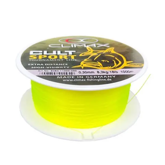 Plată securizată Fir monofilament Climax Cult Carp Sport Mono Fluo Yellow 0.25mm/5.80kg/1000m