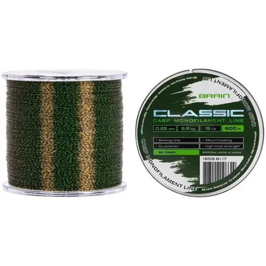 Reducere de preț Fir monofilament Brain Classic Carp Line 3D Camo 0.25mm/6.6kg/600m
