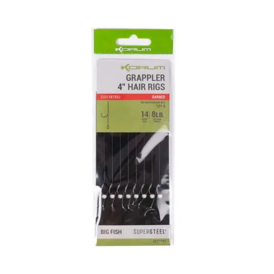Carlige legate Korum Grappler Hair Rig Barbed Nr.12 Noutate