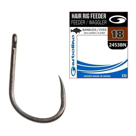Carlige Garbolino Hair Rig Feeder 2453 Barbless Black Nickel, Nr.10 Nu rata