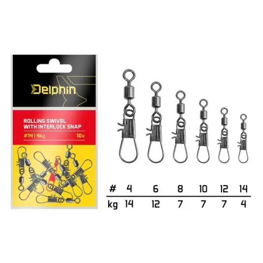 Agrafa cu vartej Delphin Rolling Swivel Nr.10/7kg Noutate