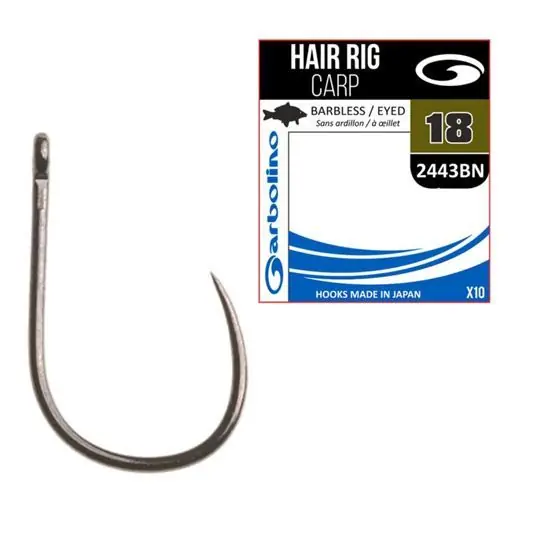 Ieftin Carlige Garbolino Hair Rig Carp 2443 Barbless Black Nickel, Nr.14
