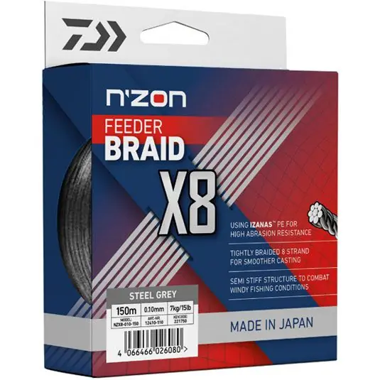 Cumpărături sigure Fir textil Daiwa N'Zon 8X Braid Steel Gray 0.12mm/8.5kg/150m