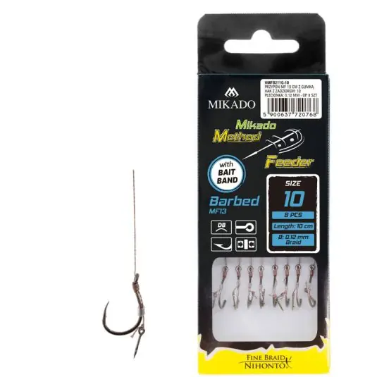 Carlige legate Mikado Method Feeder Rig Barbed with Bait Spike Nr.10 Popular