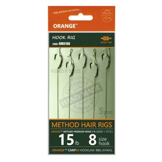 Carlige legate Orange Method Hair Rigs Series 1 Nr.10/15lb Noutate