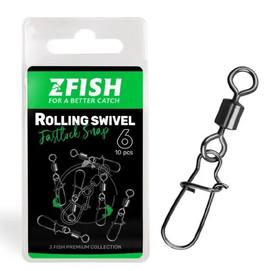 Agrafe + varteje ZFish Rolling Swivel Fastlock Snap Nr.6, 27kg Nu rata