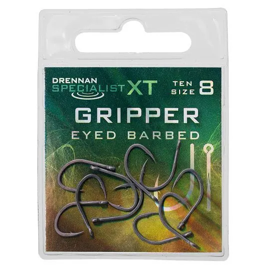 Cel mai bun preț Carlige Drennan Specialist XT Gripper Barbed Eyed Hooks, Nr.8