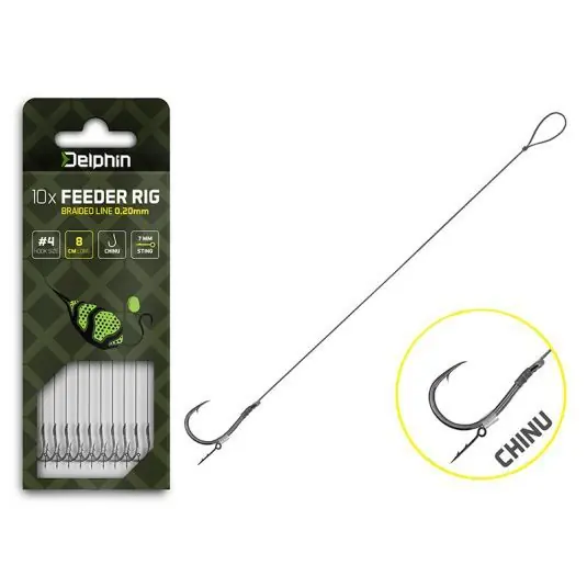 Carlige legate Delphin Braided Sting Feeder Rig Chinu Nr.6/0.20mm/8cm Ofertă limitată