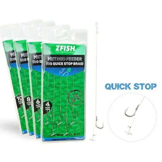 Chilipir Carlige legate ZFish Method Feeder Rig Quick Stop Braid Nr.4