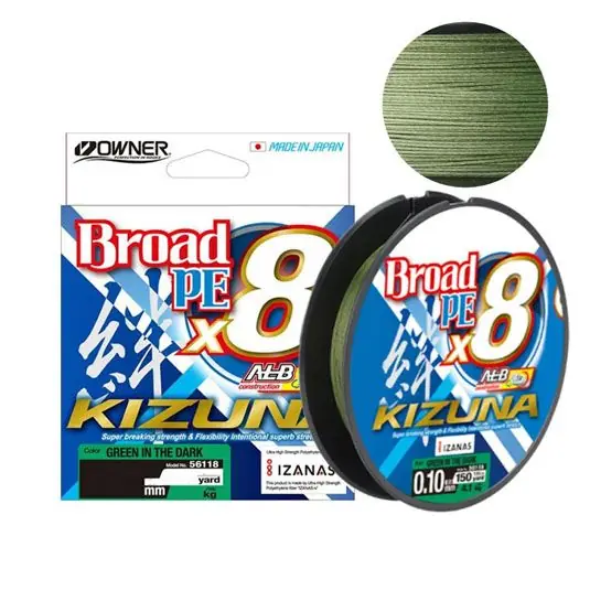 Plată sigură Fir textil Owner Kizuna X8 Green in the Dark 0.25mm/17.20kg/135m
