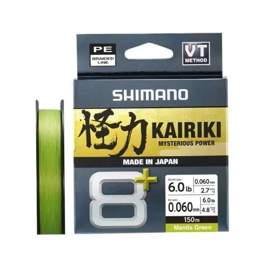 Plată securizată Fir textil Shimano Kairiki 8+ Braid Mantis Green 0.23mm/26.3kg/150m