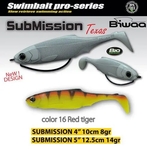 Expediere rapidă Shad Biwaa Submission 13cm, culoare Red Tiger