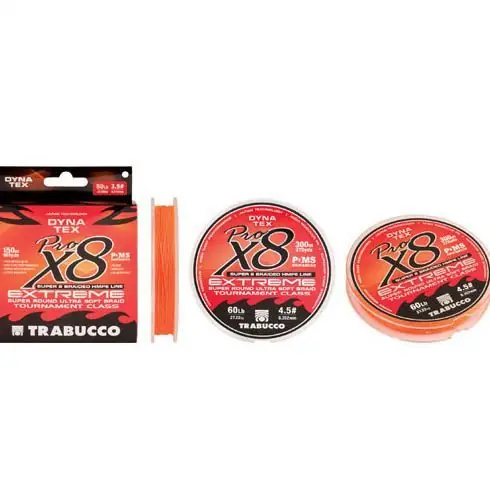 Popular Fir textil Trabucco Dyna-Tex X8 Extreme Pro Orange Fluo 0.08mm/3.76kg/150m