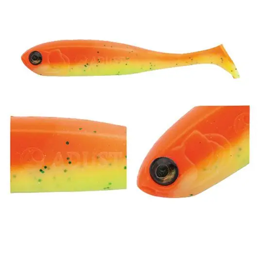 Shad Adusta Penta Shad 7.5cm, culoare 100 Green Chart Glitter Orange Lichidare de stoc