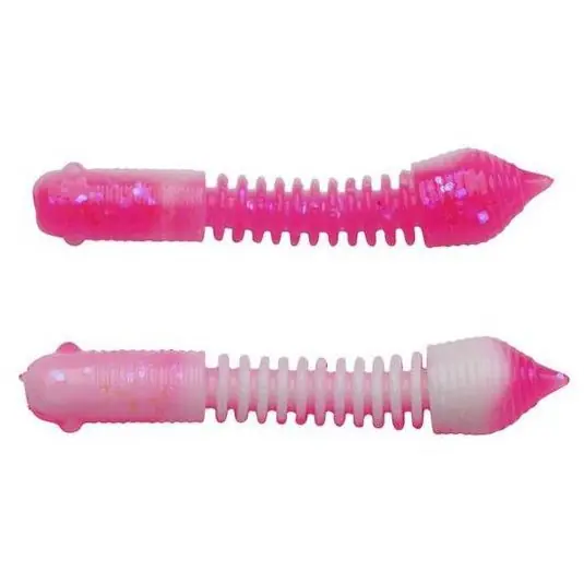Worm Berkley PowerBait Pillar 4cm, culoare Pink/White Transport gratuit