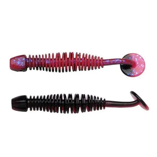 Grub Berkley PowerBait Leech 5cm, culoare Salmon Egg Red/Black Reducere de preț