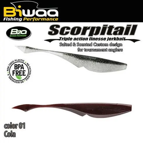 Premium Shad Biwaa Scorpitail 10cm, culoare Cola