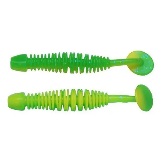 Doar azi Grub Berkley PowerBait Leech 5cm, culoare Spring Green/Sunshine Yellow