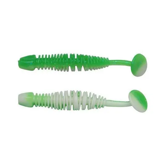 Preferatul clienților Grub Berkley PowerBait Leech 5cm, culoare Spring Green White
