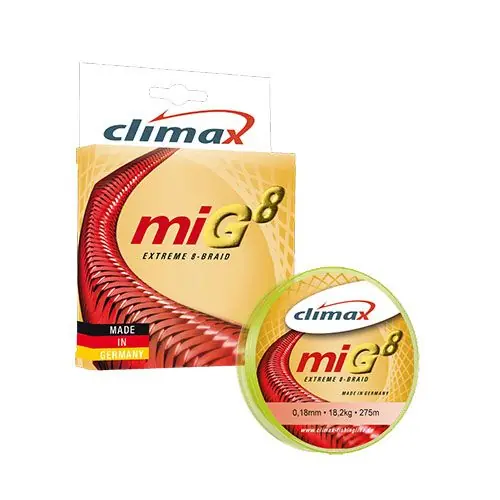 Fir textil Climax MIG8 Extreme 8-Braid Fluo Yellow 0.18mm/18.2kg/135m Mai ieftin