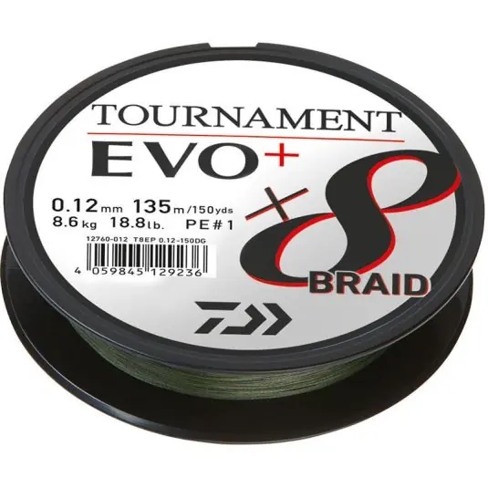 Fir textil Daiwa Tournament 8X Braid EVO+ Green 0.12mm/8.6kg/135m Doar azi