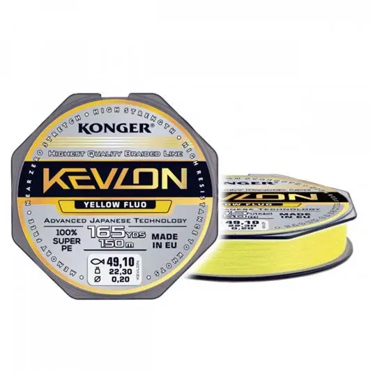 Promoție Fir textil Konger Kevlon X4 Yellow Fluo 0.16mm/15.9kg/150m