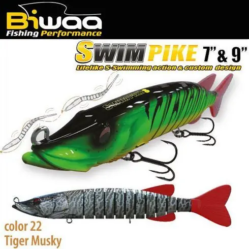 Nu rata Swimbait Biwaa Swimpike SS 9" 24cm/62g, culoare Tiger Musky