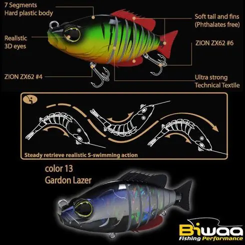 Cumpărături sigure Swimbait Biwaa Seven Section 15cm/60g, culoare Gardon Laser
