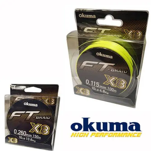 Super ofertă Fir textil Okuma FT-Braid X8 Green 0.570mm/53.8kg/150m