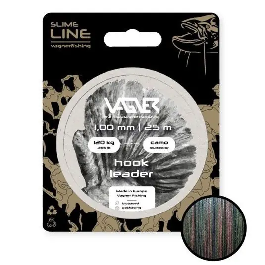 Livrare rapidă Fir textil Vagner Hook Leader Camo Multicolor 0.80mm/95kg/25m
